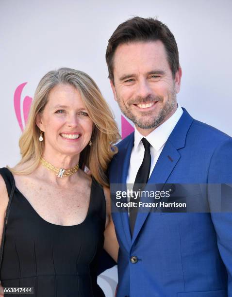 Patty Hanson and recording artist-actor Charles Esten attend the 52nd Academy Of Country Music Awards at Toshiba Plaza on April 2, 2017 in Las Vegas,...