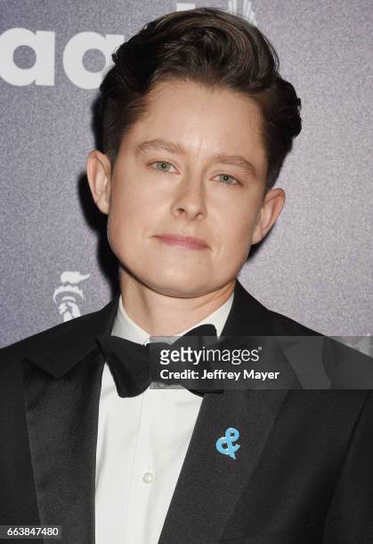 Actor Rhea Butcher attends the 28th Annual GLAAD Media Awards in LA at The Beverly Hilton Hotel on April 1, 2017 in Beverly Hills, California.