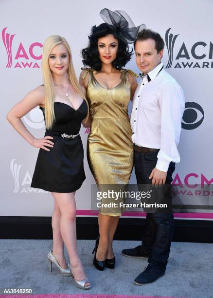 Cast members of 'Absinthe' attend the 52nd Academy Of Country Music Awards at Toshiba Plaza on April 2, 2017 in Las Vegas, Nevada.