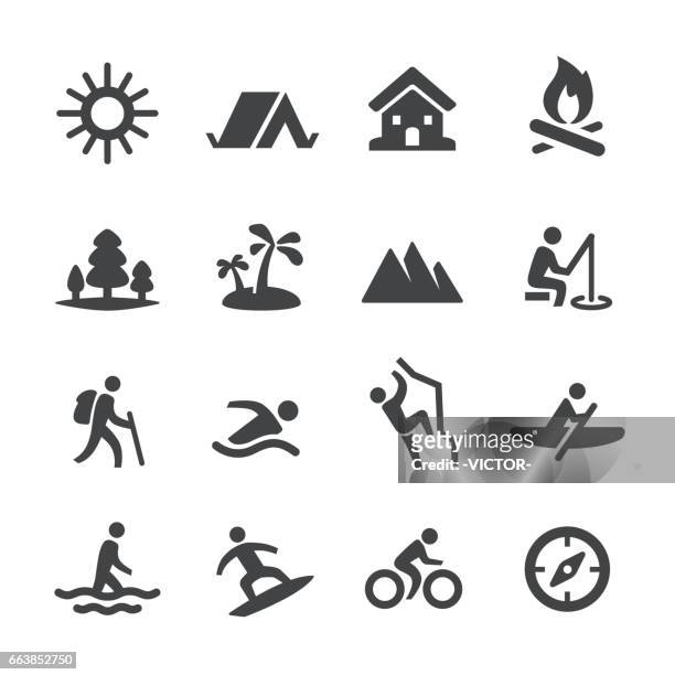 ilustrações de stock, clip art, desenhos animados e ícones de summer recreation icons - acme series - caiaque barco a remos