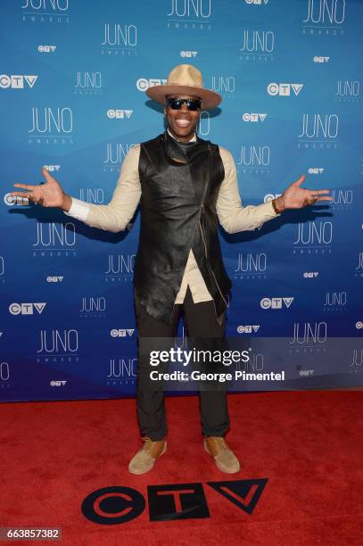 Kardinal Offishall arrives at the 2017 Juno Awards at Canadian Tire Centre on April 2, 2017 in Ottawa, Canada.