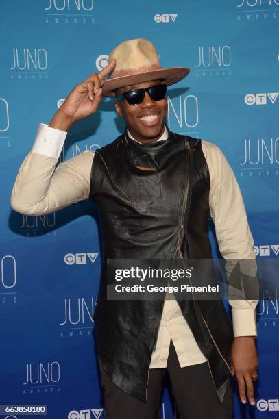 Kardinal Offishall arrives at the 2017 Juno Awards at Canadian Tire Centre on April 2, 2017 in Ottawa, Canada.