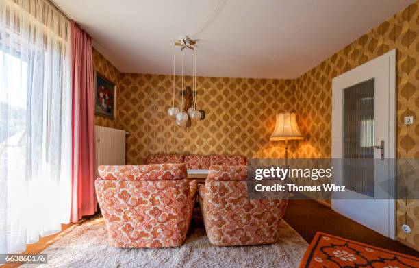 living room 70's style - past stock pictures, royalty-free photos & images