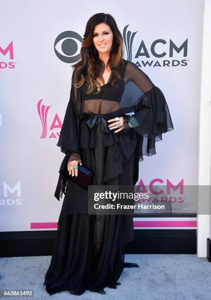 Recording artist Karen Fairchild of music group Little Big Town attends the 52nd Academy Of Country Music Awards at Toshiba Plaza on April 2, 2017 in...