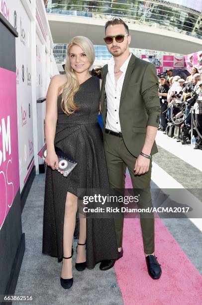 Sharona Nomder Kaikov and songwriter Nitzan 'K-KOV' Kaikov attend the 52nd Academy Of Country Music Awards at Toshiba Plaza on April 2, 2017 in Las...