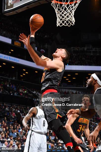 Ryan Kelly of the Atlanta Hawks goes up for the layup against the Brooklyn Nets on April 2, 2017 at Barclays Center in Brooklyn, New York. NOTE TO...
