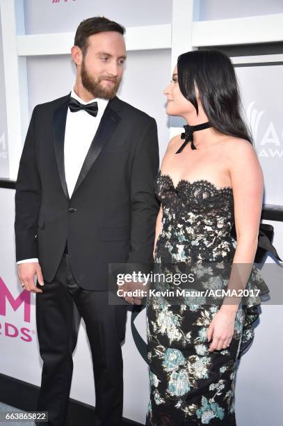 Recording artists Ruston Kelly and Kacey Musgraves attend the 52nd Academy Of Country Music Awards at Toshiba Plaza on April 2, 2017 in Las Vegas,...