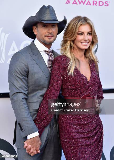 Recording artists Tim McGraw and Faith Hill attend the 52nd Academy Of Country Music Awards at Toshiba Plaza on April 2, 2017 in Las Vegas, Nevada.
