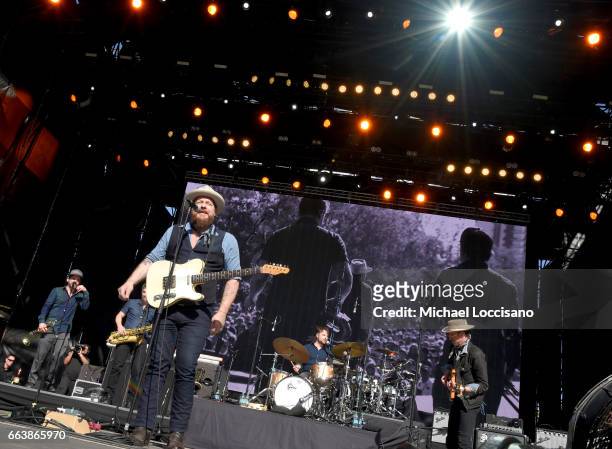 Nathaniel Rateliff & The Night Sweats perform at the Capital One JamFest during the NCAA March Madness Music Festival 2017 on April 2, 2017 in...