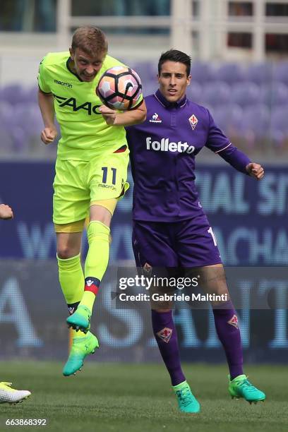 Ladislav Krejci of Bologna FC in action during the Serie A match between ACF Fiorentina and Bologna FC at Stadio Artemio Franchi on April 2, 2017 in...