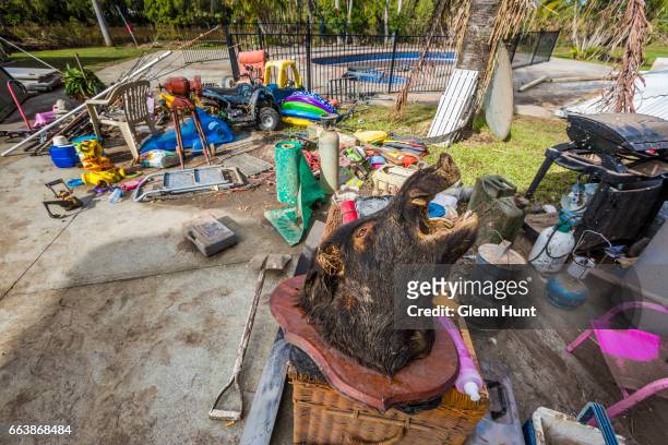 Discarded flood damaged belongings at Eagleby on April 3, 2017 in Eagleby, Australia. Heavy rain caused flash flooding across south east Queensland...