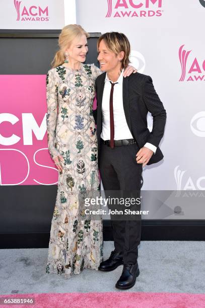 Actor Nicole Kidman and singer Keith Urban attend the 52nd Academy Of Country Music Awards at Toshiba Plaza on April 2, 2017 in Las Vegas, Nevada.