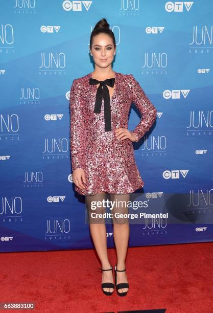 Chloe Wilde arrives at the 2017 Juno Awards at Canadian Tire Centre on April 2, 2017 in Ottawa, Canada.