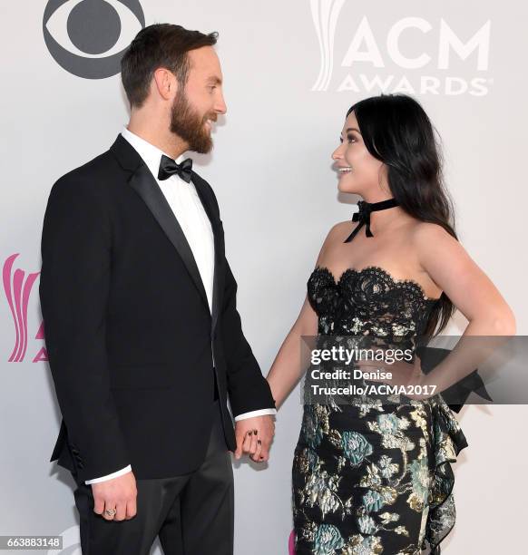 Recording artists Ruston Kelly and Kacey Musgraves attend the 52nd Academy of Country Music Awards at Toshiba Plaza on April 2, 2017 in Las Vegas,...