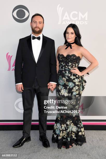 Recording artists Ruston Kelly and Kacey Musgraves attend the 52nd Academy of Country Music Awards at Toshiba Plaza on April 2, 2017 in Las Vegas,...