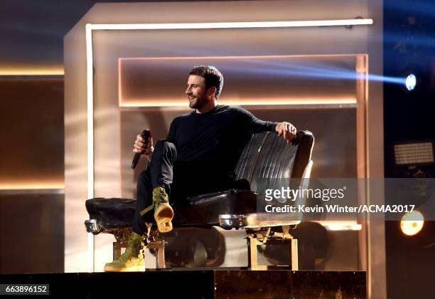 Singer Sam Hunt performs onstage during the 52nd Academy of Country Music Awards at T-Mobile Arena on April 2, 2017 in Las Vegas, Nevada.