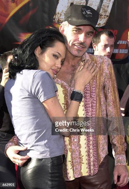 Billy Bob Thornton and Angelina Jolie, pose for photographers, June 5, 2000 at the world premiere of Touchstone Pictures'' Jerry Bruckheimer Films...