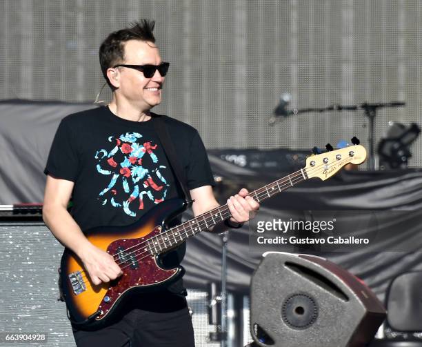 Guitarist Mark Hoppus of blink-182 performs at the Capital One JamFest during the NCAA March Madness Music Festival 2017 on April 2, 2017 in Phoenix,...