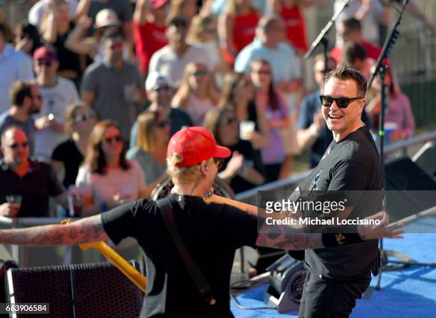 Guitarist Matt Skiba and Guitarist Mark Hoppus of Blink-182 perform at the Capital One JamFest during the NCAA March Madness Music Festival 2017 on...