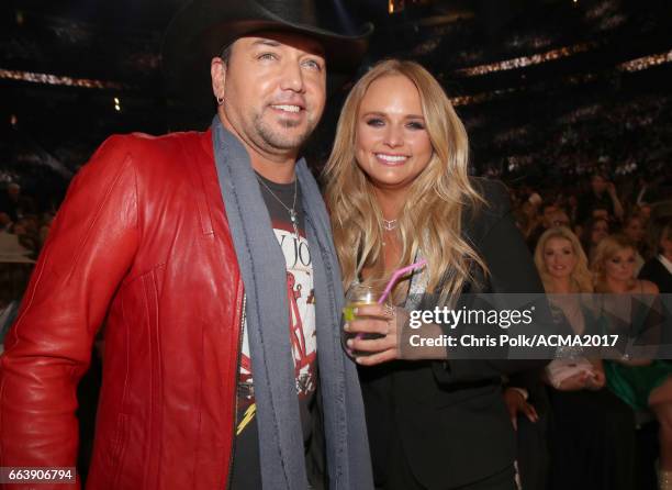 Singers Jason Aldean and Miranda Lambert attend the 52nd Academy Of Country Music Awards at T-Mobile Arena on April 2, 2017 in Las Vegas, Nevada.