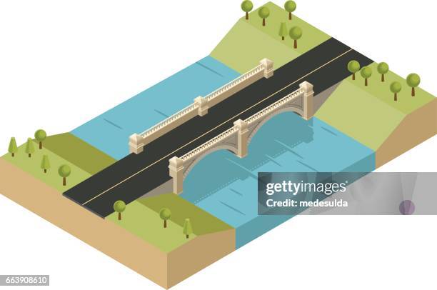 bridge - boundary waters stock illustrations