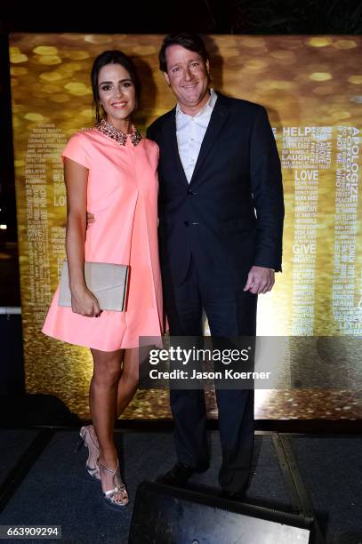 Ana and Sean Wolfington on stage at the National Autism Day Dinner at Cipriani Downtown Miami on April 1, 2017 in Miami, Florida.