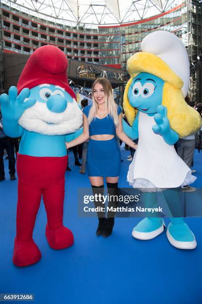 Bianca Heinicke attends the 'Die Schluempfe - Das verlorene Dorf' Berlin Premiere at Sony Centre on April 2, 2017 in Berlin, Germany.