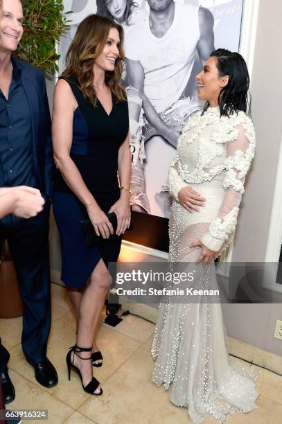 Cindy Crawford and Kim Kardashian West attend the Daily Front Row's 3rd Annual Fashion Los Angeles Awards at Sunset Tower Hotel on April 2, 2017 in...