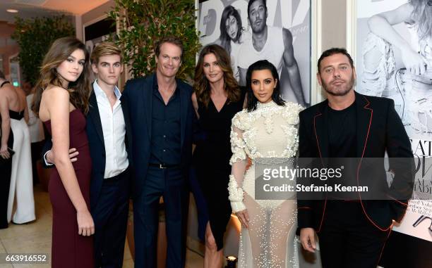 Kaia Gerber, Presley Gerber, Rande Gerber, Cindy Crawford, Kim Kardashian West and Mert Alas attend the Daily Front Row's 3rd Annual Fashion Los...