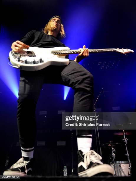 Cam Adler of Tonight Alive opens for You Me At Six at Manchester Academy on April 2, 2017 in Manchester, United Kingdom.