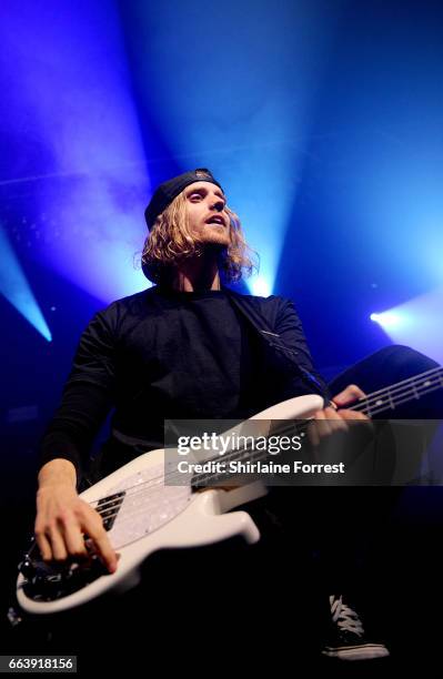 Cam Adler of Tonight Alive opens for You Me At Six at Manchester Academy on April 2, 2017 in Manchester, United Kingdom.