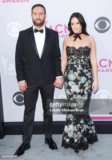 Ruston Kelly and Kacey Musgraves arrive at the 52nd Academy of Country Music Awards held at T-Mobile Arena on April 2, 2017 in Las Vegas, Nevada.