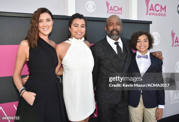 Beth Leonard, Daniella Rose Rucker, recording artist Darius Rucker, and Jack Rucker attend the 52nd Academy Of Country Music Awards at Toshiba Plaza...