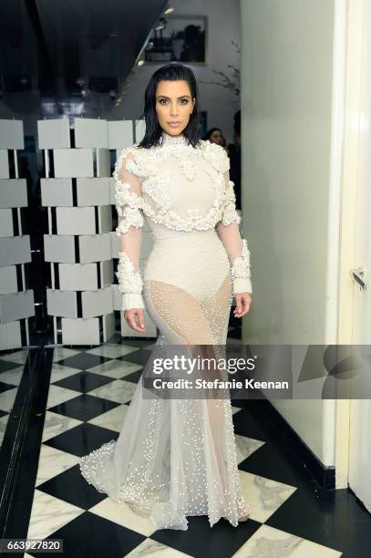 Kim Kardashian West attends The Daily Front Row and REVOLVE FLA after party at Mr. Chow hosted by Mert Alas on April 2, 2017 in Los Angeles,...