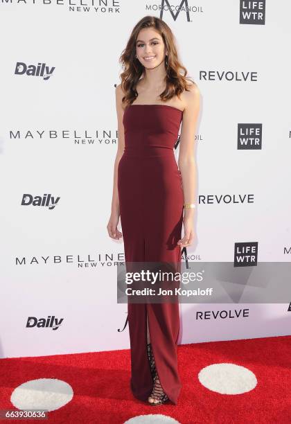 Kaia Gerber arrives at the Daily Front Row's 3rd Annual Fashion Los Angeles Awards at the Sunset Tower Hotel on April 2, 2017 in West Hollywood,...