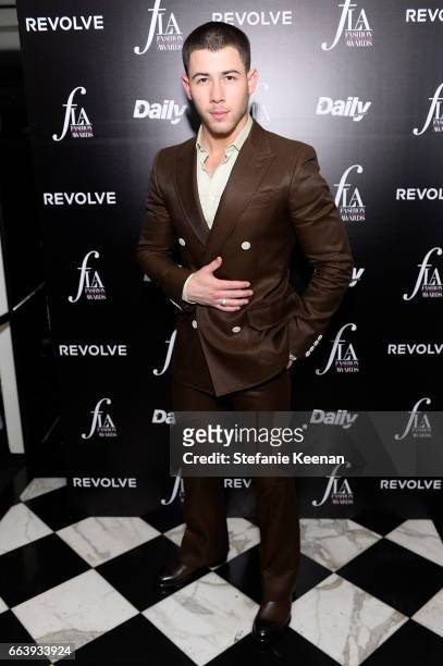 Nick Jonas attends The Daily Front Row and REVOLVE FLA after party at Mr. Chow hosted by Mert Alas on April 2, 2017 in Los Angeles, California.