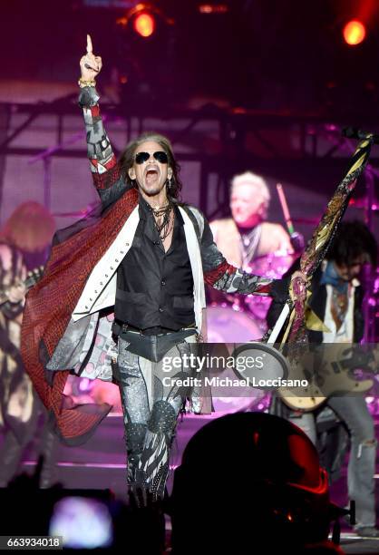 Steven Tyler of Aerosmith performs at the Capital One JamFest during the NCAA March Madness Music Festival 2017 on April 2, 2017 in Phoenix, Arizona.