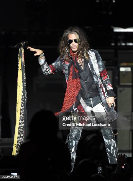 Steven Tyler of Aerosmith performs at the Capital One JamFest during the NCAA March Madness Music Festival 2017 on April 2, 2017 in Phoenix, Arizona.