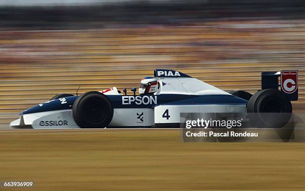 Jean Alesi of France drives the Tyrrell Racing Organisation Tyrrell 019 Ford Cosworth DFR V8 during the Mobil 1 German Grand Prix on 29 July 1990 at...