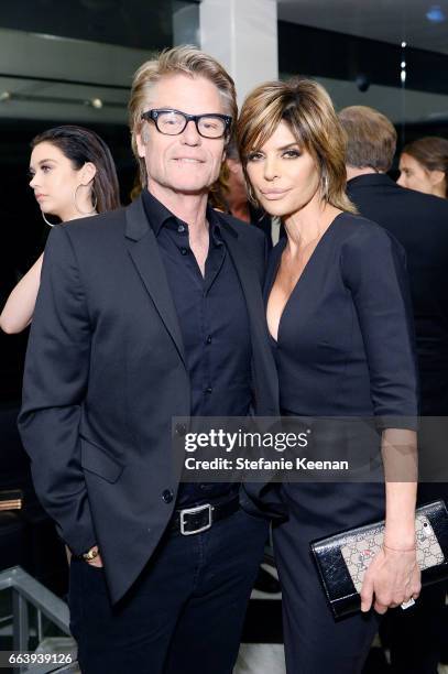 Harry Hamlin and Lisa Rinna attend The Daily Front Row and REVOLVE FLA after party at Mr. Chow hosted by Mert Alas on April 2, 2017 in Los Angeles,...