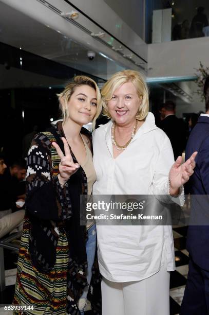 Paris Jackson and Brandusa Niro attend The Daily Front Row and REVOLVE FLA after party at Mr. Chow hosted by Mert Alas on April 2, 2017 in Los...