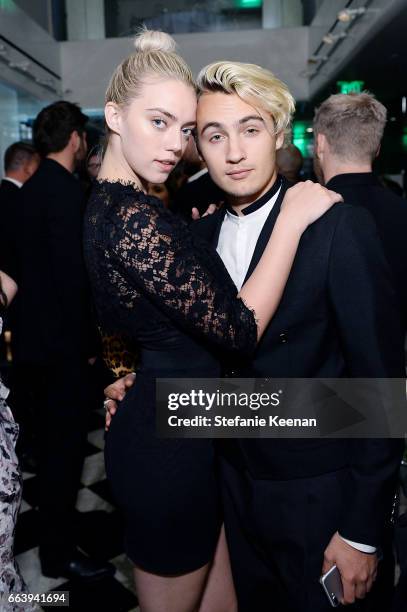 Pyper America Smith and Brandon Thomas Lee attend The Daily Front Row and REVOLVE FLA after party at Mr. Chow hosted by Mert Alas on April 2, 2017 in...