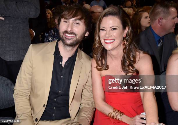 Musician Dave Haywood of the music group Lady Antebellum and Kelli Cashiola attend the 52nd Academy Of Country Music Awards at T-Mobile Arena on...