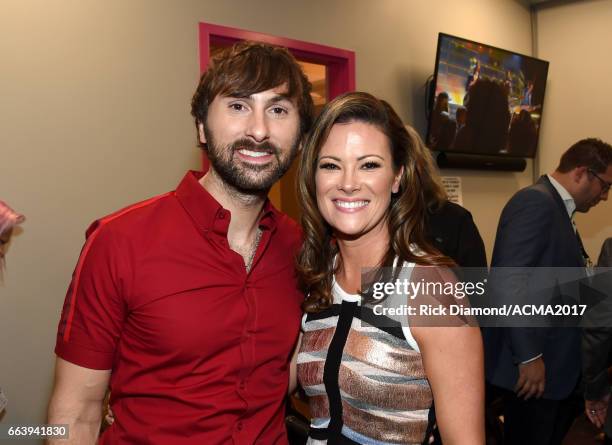 Musician Dave Haywood of the music group Lady Antebellum and Kelli Cashiola attend the 52nd Academy Of Country Music Awards at T-Mobile Arena on...