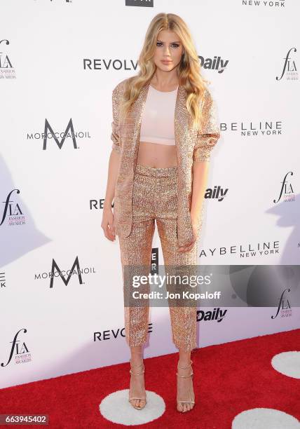 Model Charlotte McKinney arrives at the Daily Front Row's 3rd Annual Fashion Los Angeles Awards at the Sunset Tower Hotel on April 2, 2017 in West...