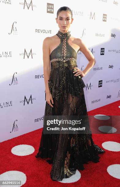 Model Lily Aldridge arrives at the Daily Front Row's 3rd Annual Fashion Los Angeles Awards at the Sunset Tower Hotel on April 2, 2017 in West...