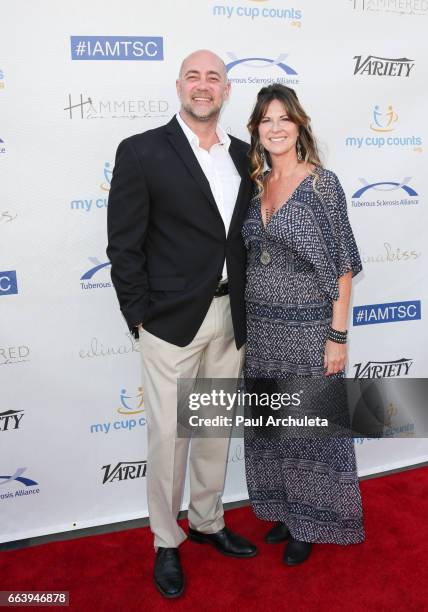 Actors Alex Skuby and Mo Collins attend the 16th annual Comedy For Cure Benefiting The Tuberous Sclerosis Alliance at The Globe Theatre on April 2,...