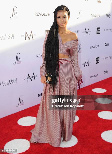 Singer Jhene Aiko arrives at the Daily Front Row's 3rd Annual Fashion Los Angeles Awards at the Sunset Tower Hotel on April 2, 2017 in West...