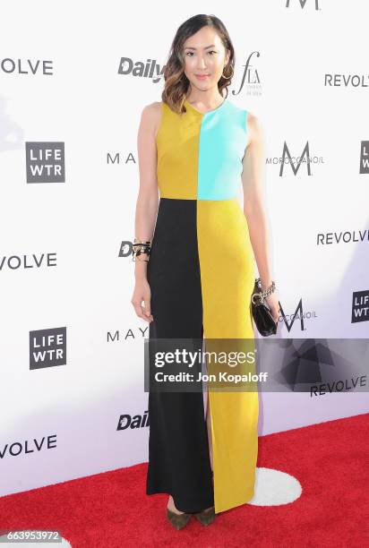Stylist Chriselle Lim arrives at the Daily Front Row's 3rd Annual Fashion Los Angeles Awards at the Sunset Tower Hotel on April 2, 2017 in West...