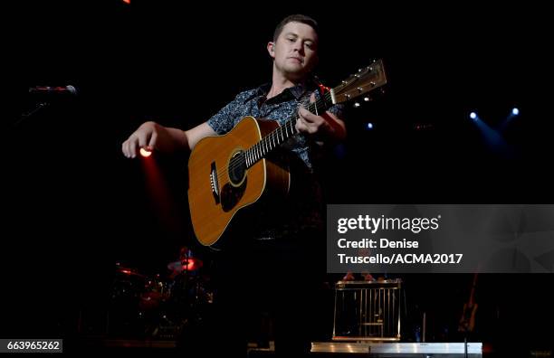 Musician Scotty McCreery performs the ACM Awards official after party at The Joint inside the Hard Rock Hotel & Casino on April 2, 2017 in Las Vegas,...